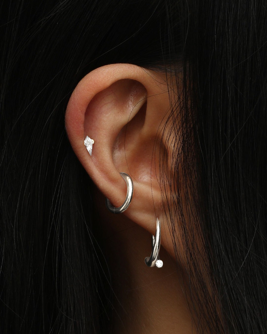 Radiant Float Diamond Huggie Hoops 2