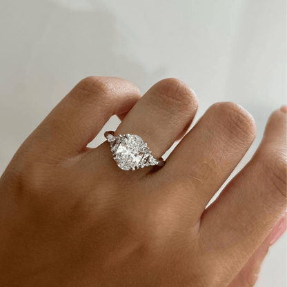 Cluster-Oval Lab Grown Diamond Engagement Ring