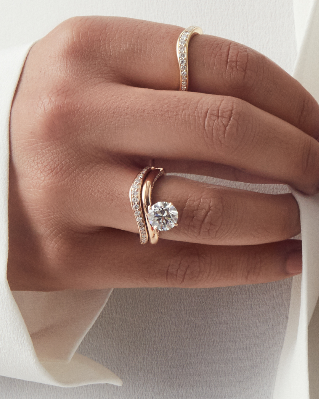 Solitaire Cathedral- 1.8 CT Cushion Lab Grown Diamond Wedding Band