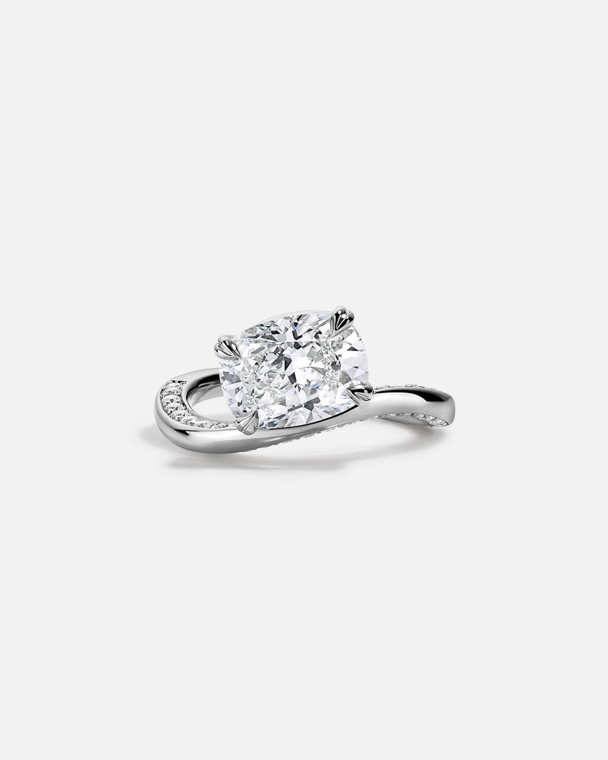 Solitaire Cathedral- 1.8 CT Cushion Lab Grown Diamond Wedding Band