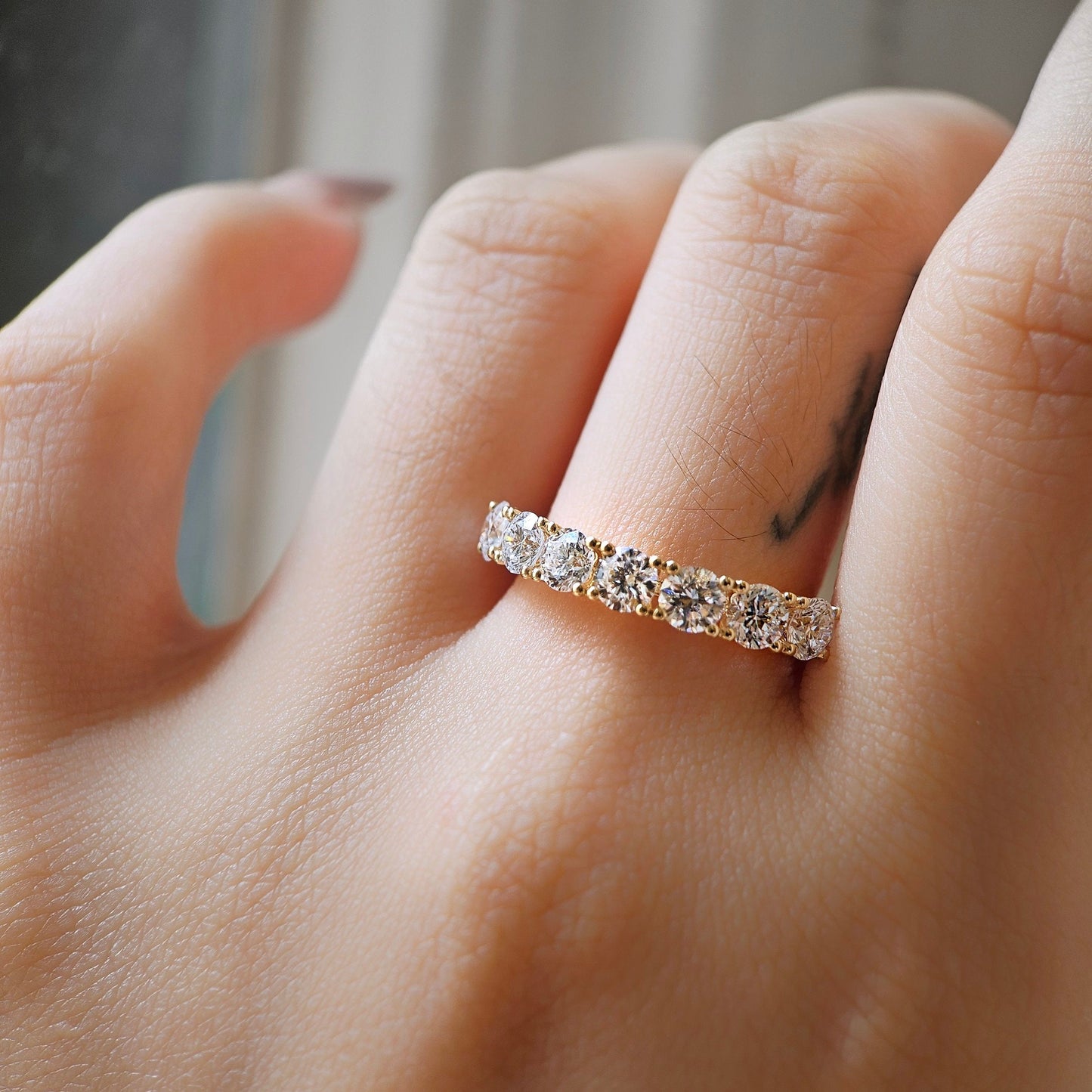 Curved- 0.25 CT Marquise Lab Grown Diamond Wedding Band