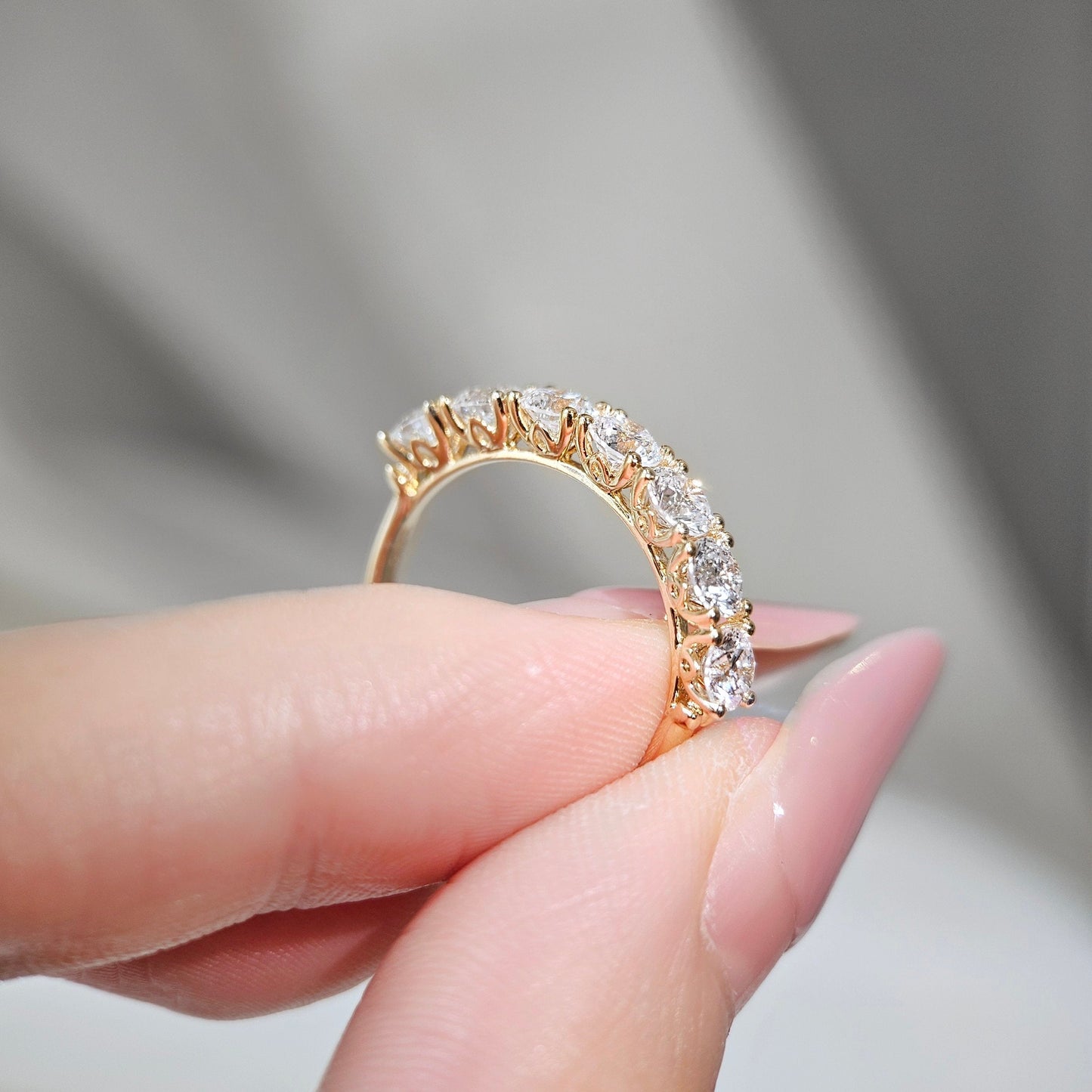 Curved- 0.25 CT Marquise Lab Grown Diamond Wedding Band