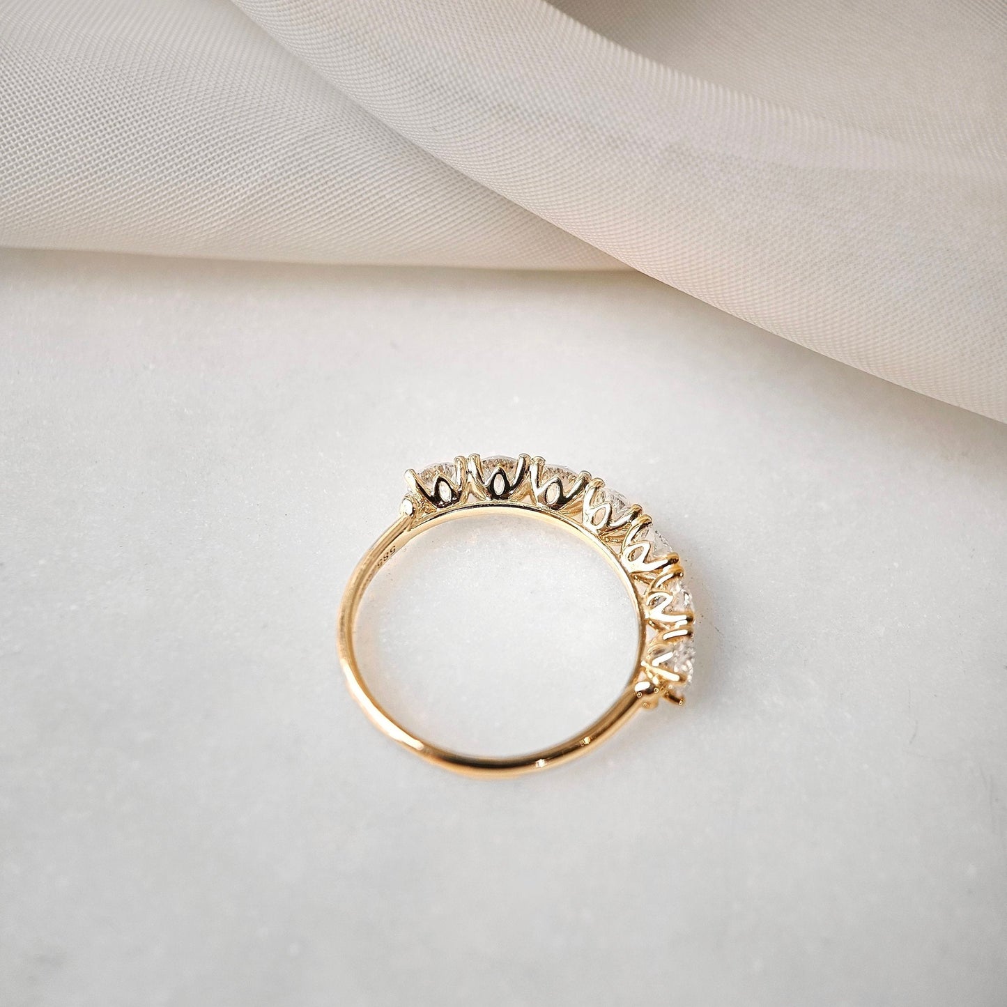 Curved- 0.25 CT Marquise Lab Grown Diamond Wedding Band