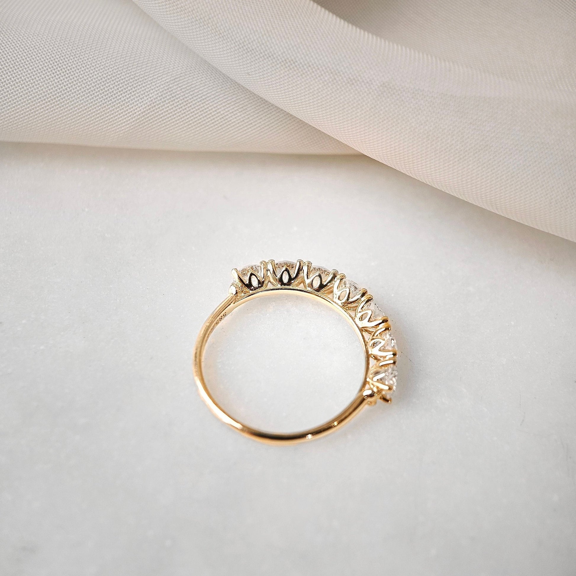 Curved- 0.25 CT Marquise Lab Grown Diamond Wedding Band