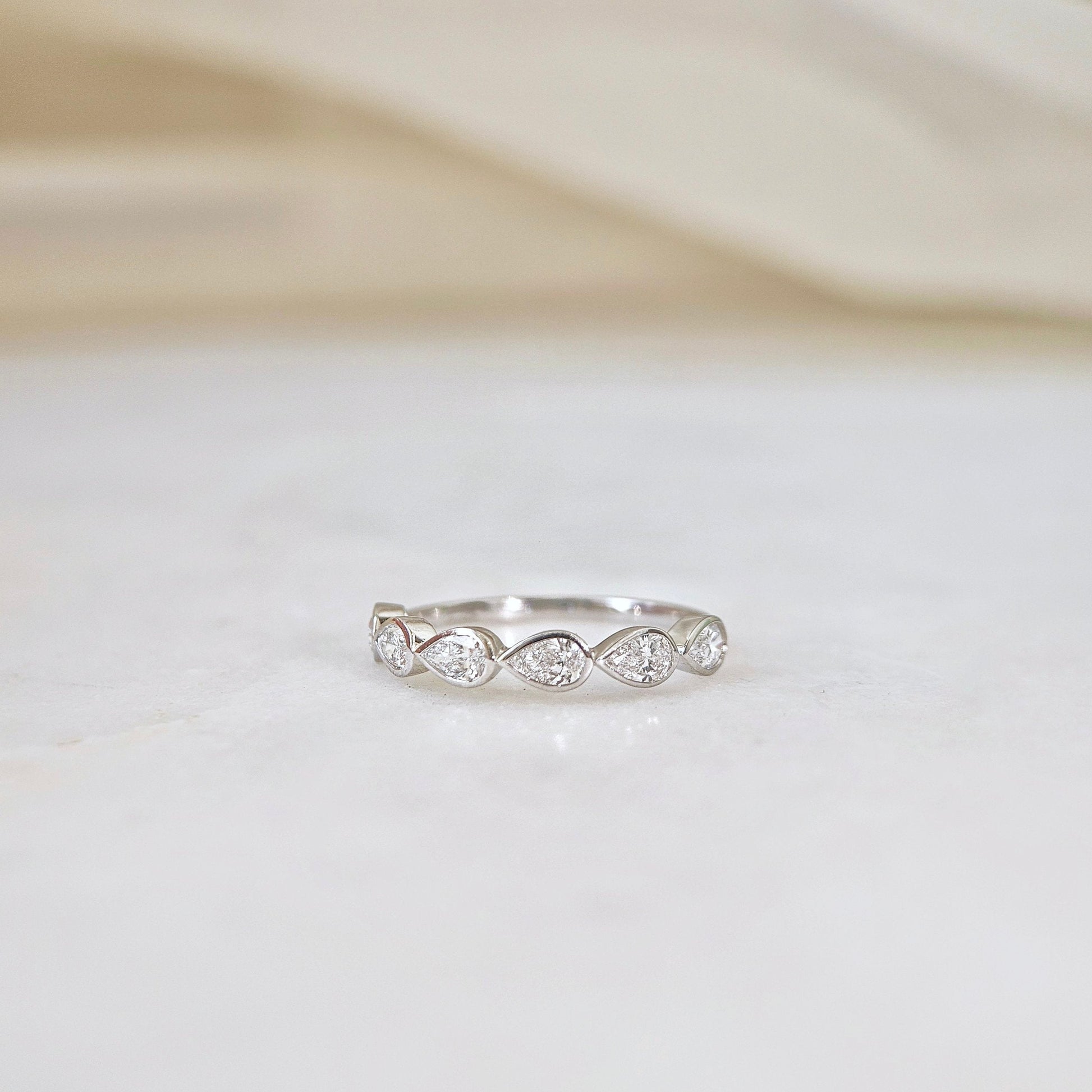 Curved- 0.25 CT Marquise Lab Grown Diamond Wedding Band
