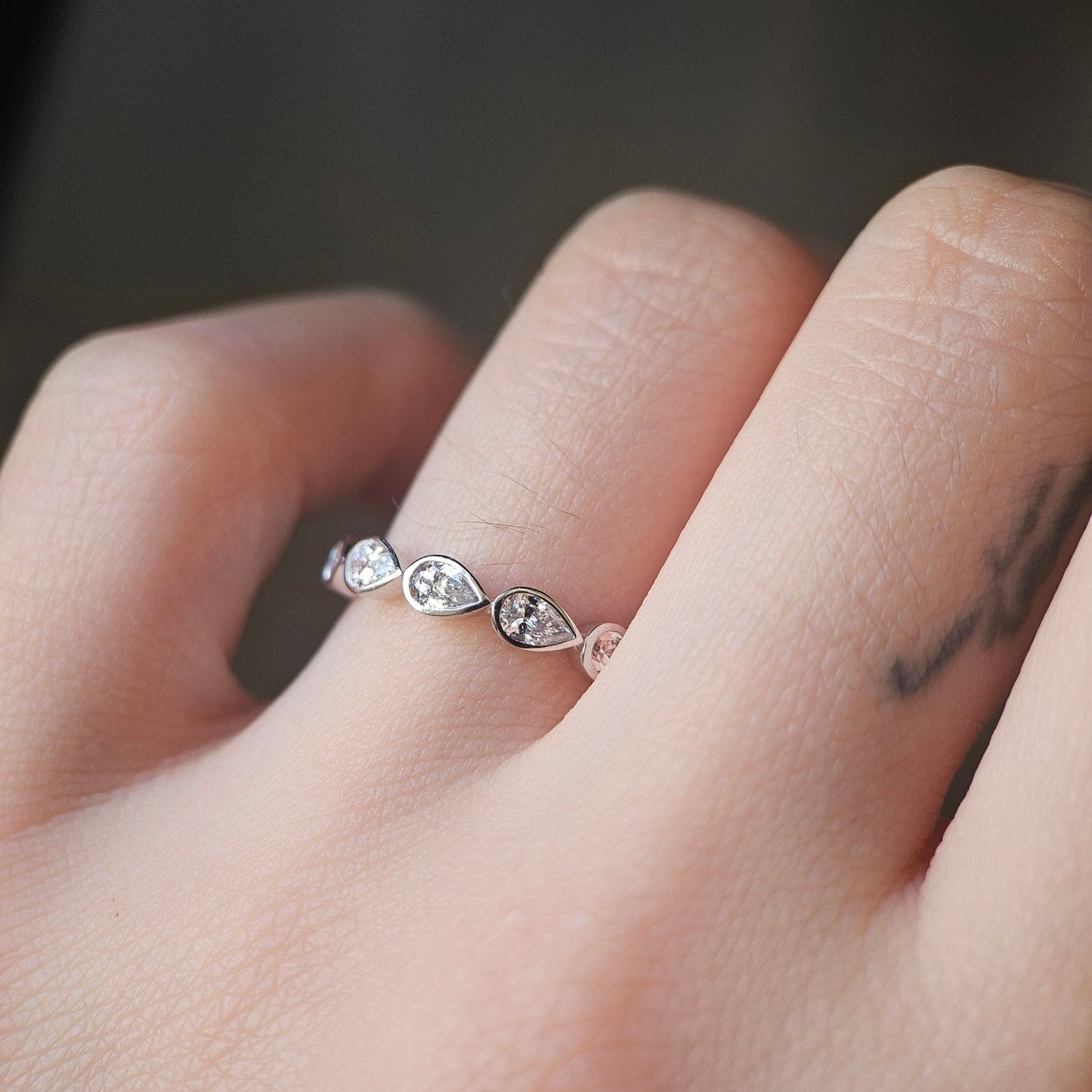 Curved- 0.25 CT Marquise Lab Grown Diamond Wedding Band