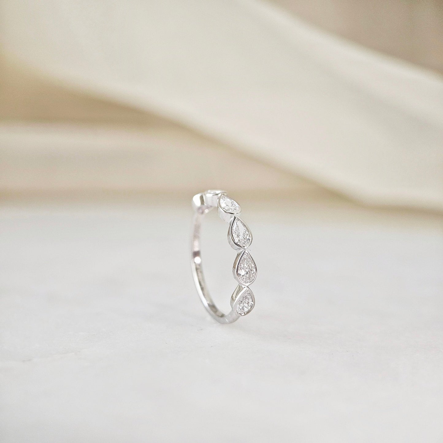 Curved- 0.25 CT Marquise Lab Grown Diamond Wedding Band