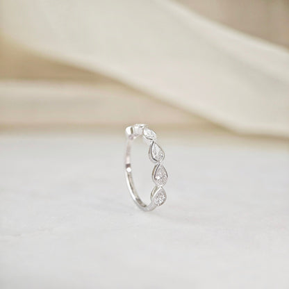 Curved- 0.25 CT Marquise Lab Grown Diamond Wedding Band
