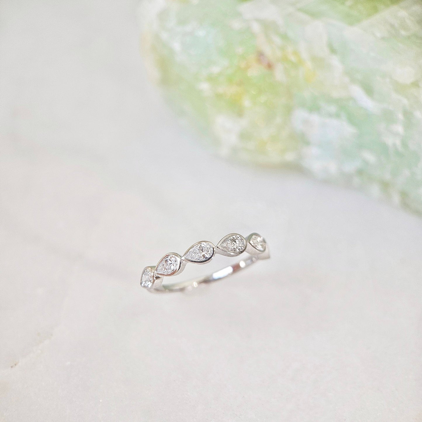 Curved- 0.25 CT Marquise Lab Grown Diamond Wedding Band