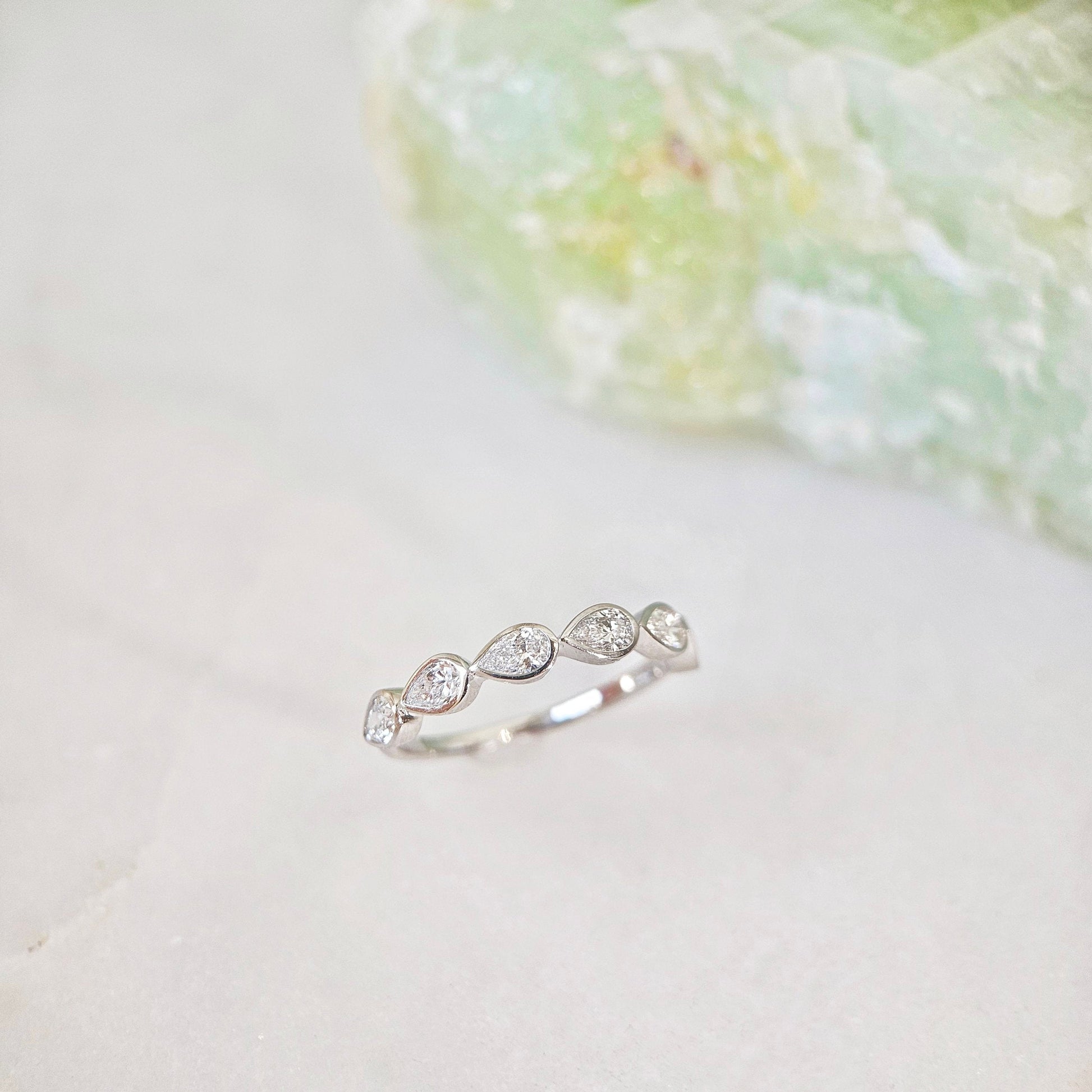 Curved- 0.25 CT Marquise Lab Grown Diamond Wedding Band