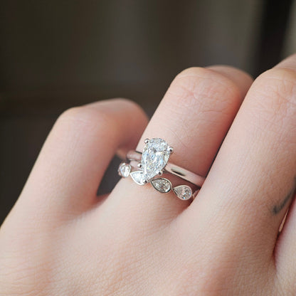 Curved- 0.25 CT Marquise Lab Grown Diamond Wedding Band