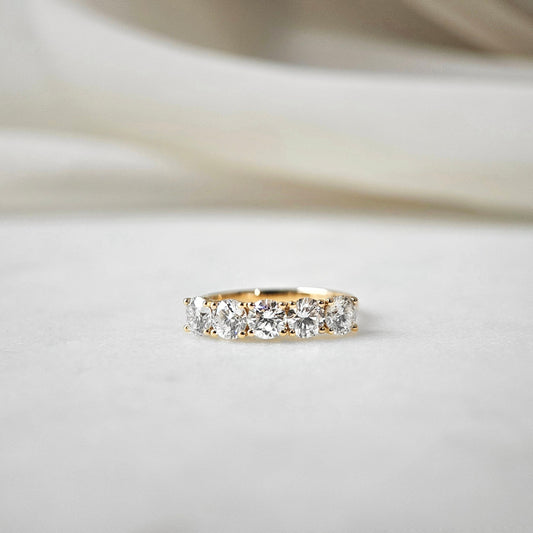 Five Stone- 1.8 CT Round Lab Grown Diamond Wedding Band