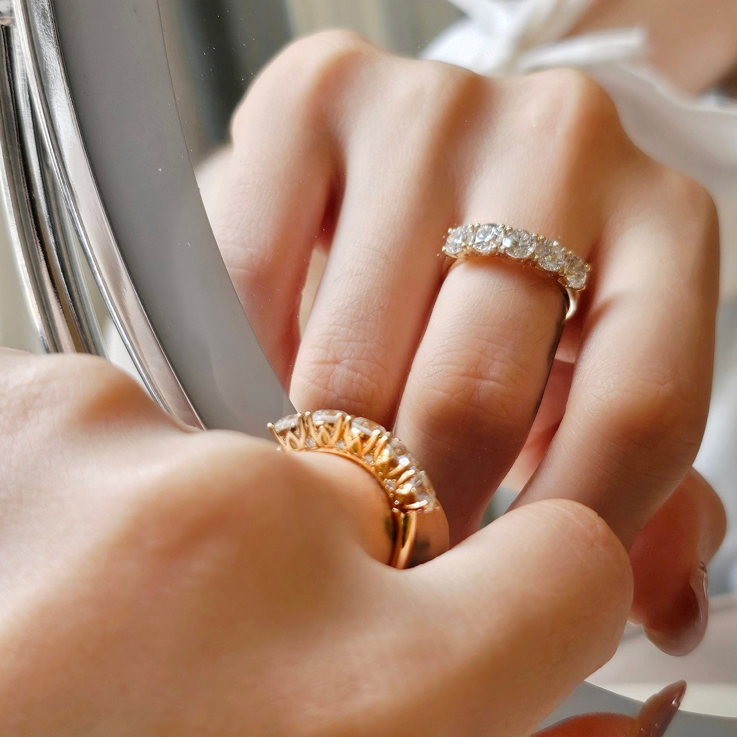 Curved- 0.25 CT Marquise Lab Grown Diamond Wedding Band