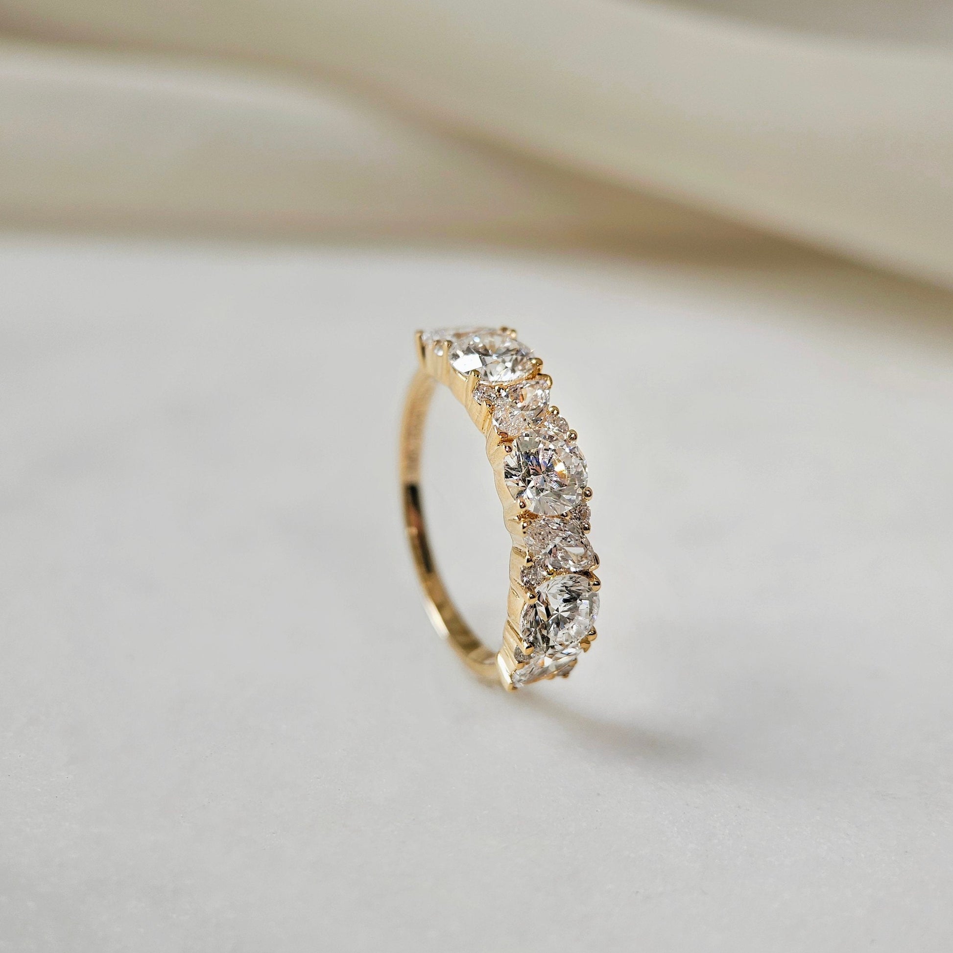 Curved- 0.25 CT Marquise Lab Grown Diamond Wedding Band