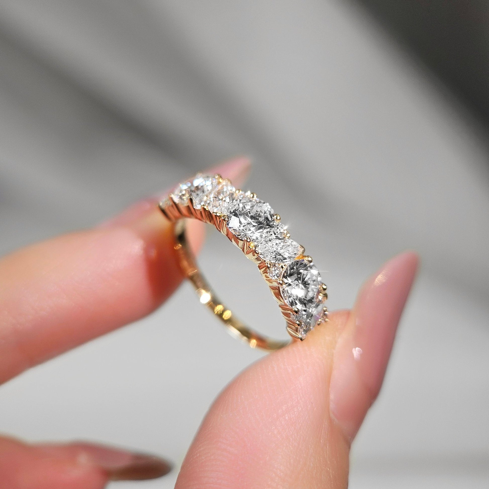 Curved- 0.25 CT Marquise Lab Grown Diamond Wedding Band
