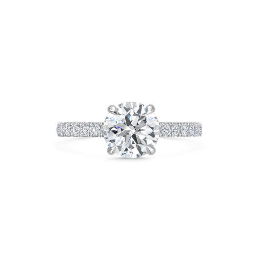 1.5 CT Round Cut Pave CVD F/VVS1 Diamond Engagement Ring 1