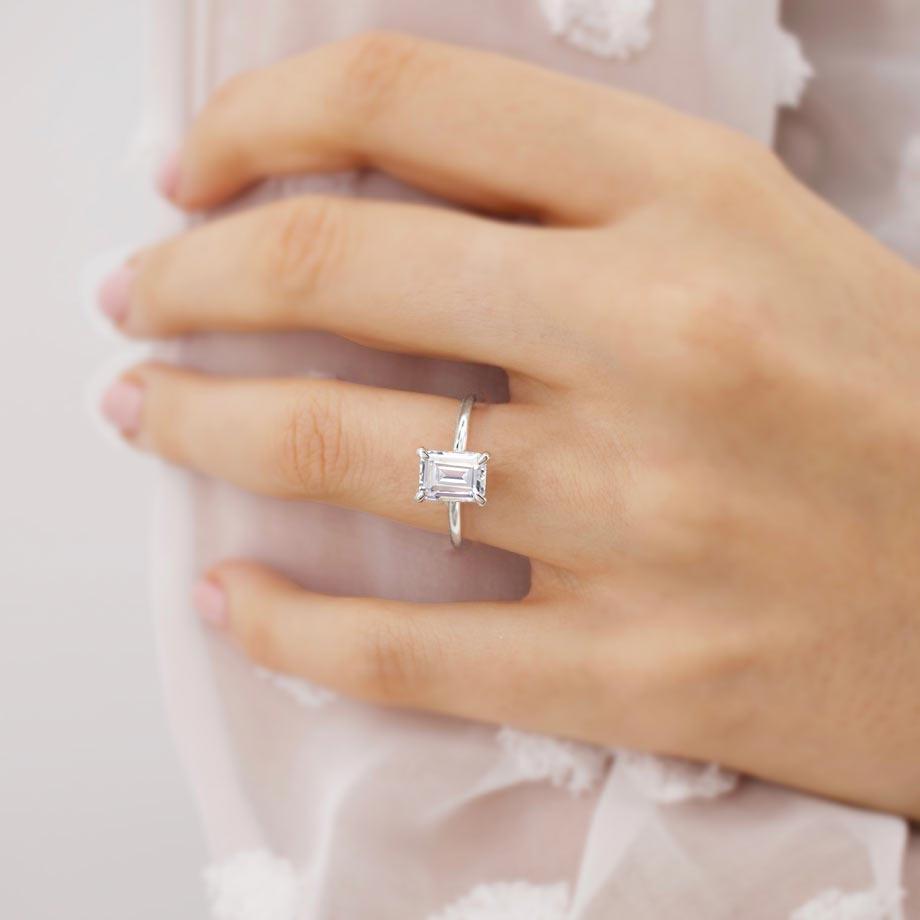 1.20 CT Emerald Cut Lab-Grown Diamond Solitaire Engagement Ring