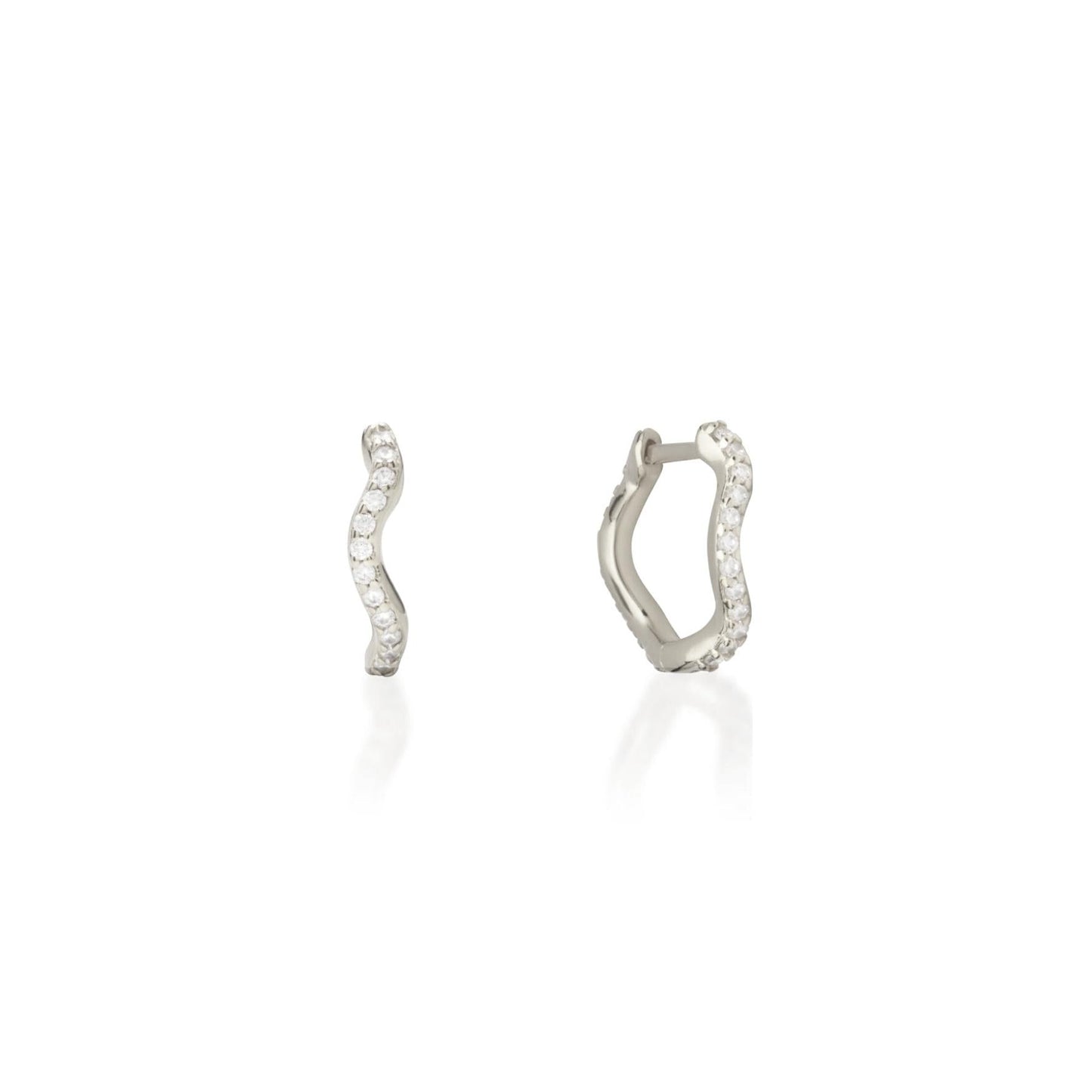 Sparkling 0.20 TCW Round Lab Grown Diamond Wave Hoop Earrings 1