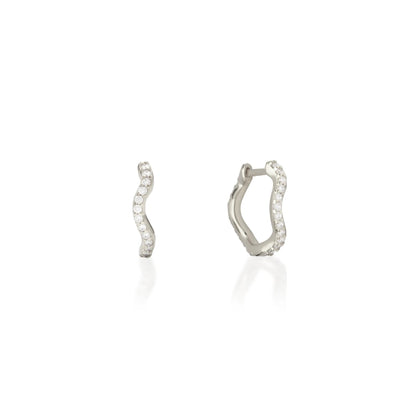 Sparkling 0.20 TCW Round Lab Grown Diamond Wave Hoop Earrings 1