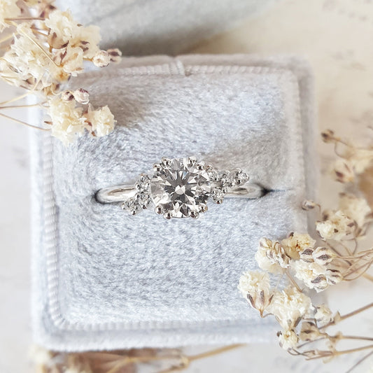 1 CT Round Lab-Grown Diamond Cluster Engagement Ring