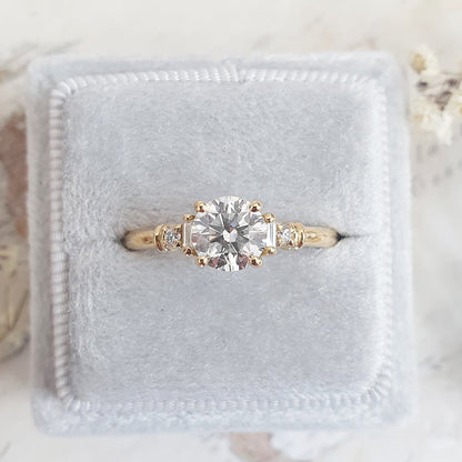 1.0 CT Round Five Stones CVD E/VS1 Diamond Engagement Ring 1