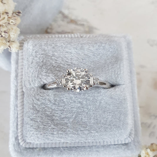 1 CT Round Lab-Grown Diamond Cluster Engagement Ring