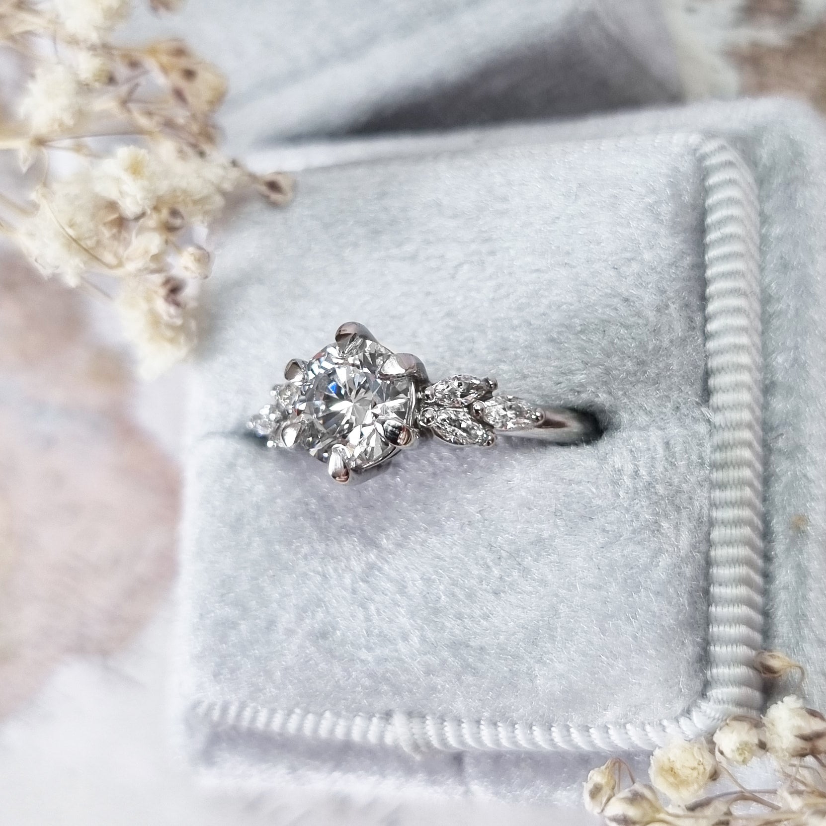 1 CT Round Lab-Grown Diamond Cluster Engagement Ring