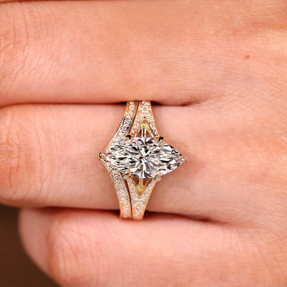 Solitaire Cathedral- 1.8 CT Cushion Lab Grown Diamond Wedding Band