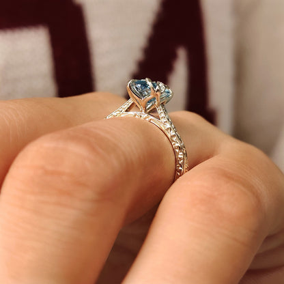 Nature Inspired-2.0 CT Blue Oval Lab Grown Diamond Engagement Ring