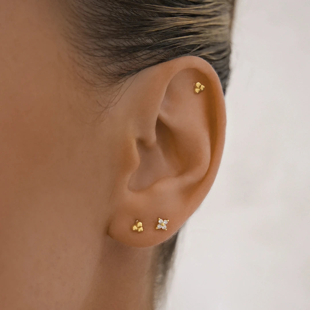 Elegant Triple Sphere Stud Earrings