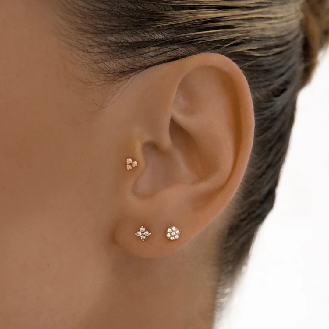 Elegant Triple Sphere Stud Earrings