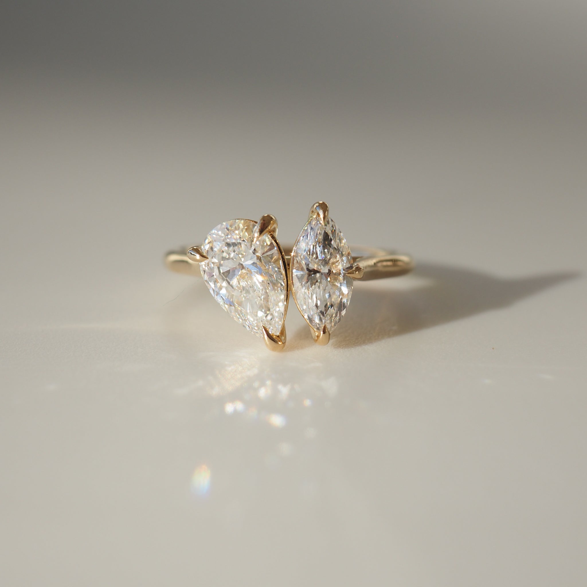 1.50 CT Pear & Marquise Lab-Created Diamond Duo Engagement Ring