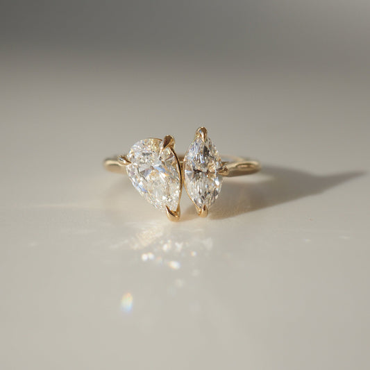 1.50 CT Pear & Marquise Lab-Created Diamond Duo Engagement Ring