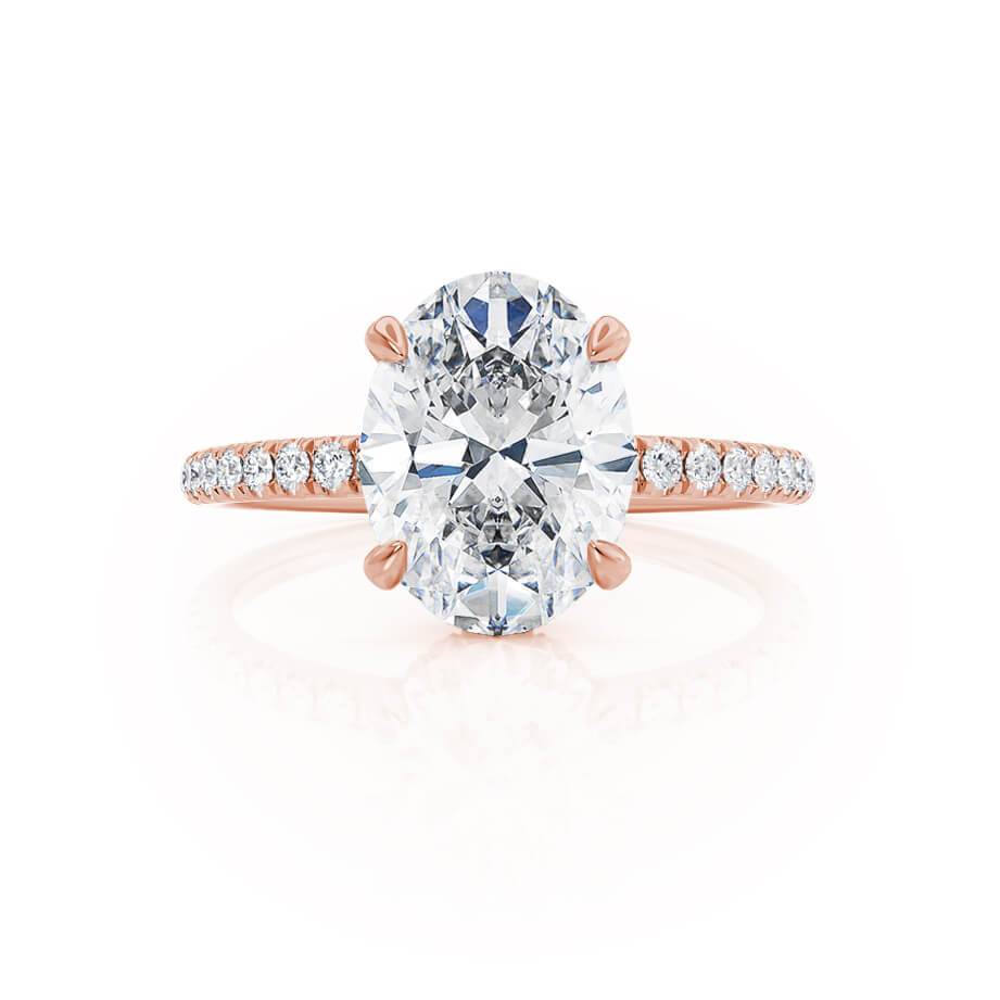 1.50 CT Oval Lab-Grown Diamond Hidden Halo Engagement Ring