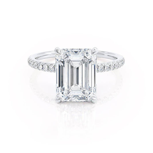 1.50 CT Emerald Cut Lab-Grown Diamond Ring With Hidden Halo