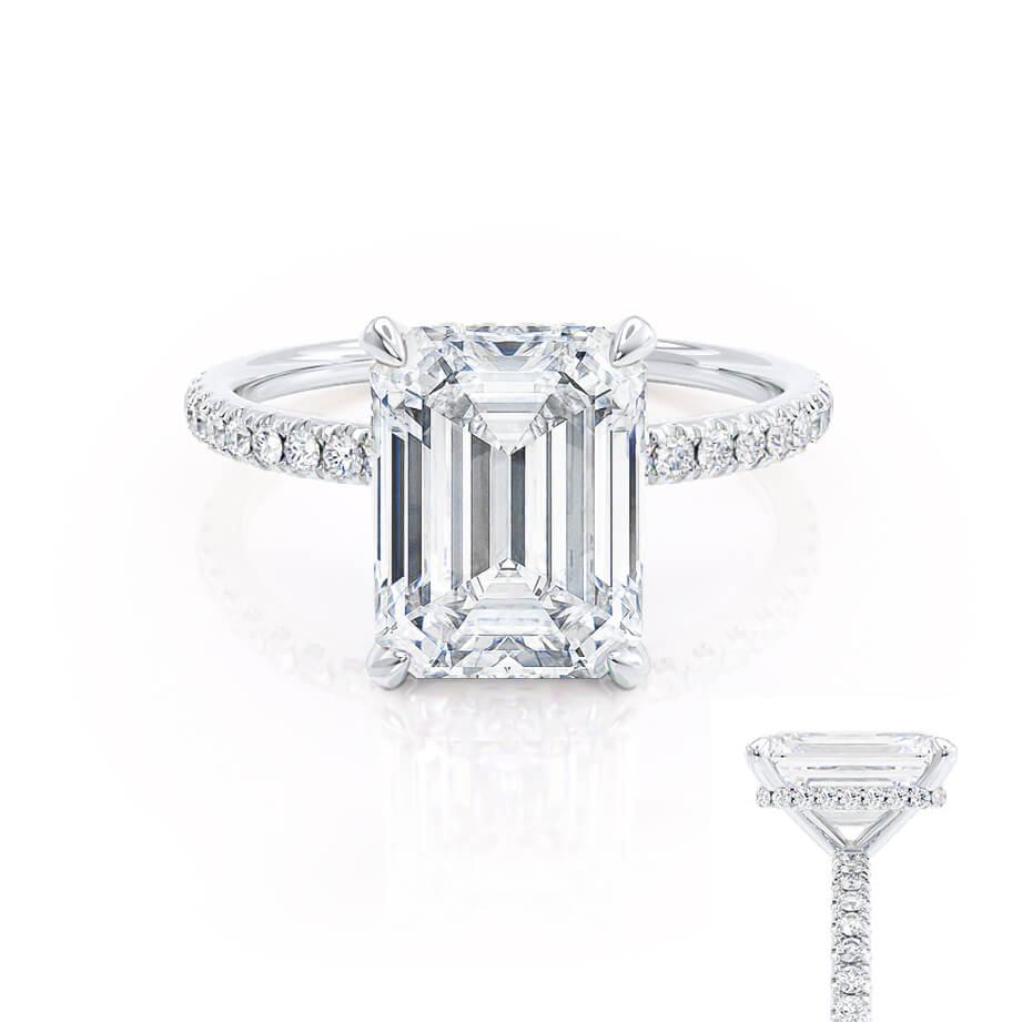 1.50 CT Emerald Lab-Grown Diamond Hidden Halo Engagement Ring 3