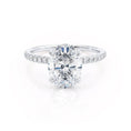 Load image into Gallery viewer, 1.50 CT Oval Lab Grown Diamond Hidden Halo Engagement Ring In Elegant Setting
