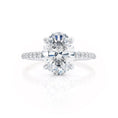 Load image into Gallery viewer, 1.50 CT Oval Lab Grown Diamond Hidden Halo Engagement Ring In Elegant Setting
