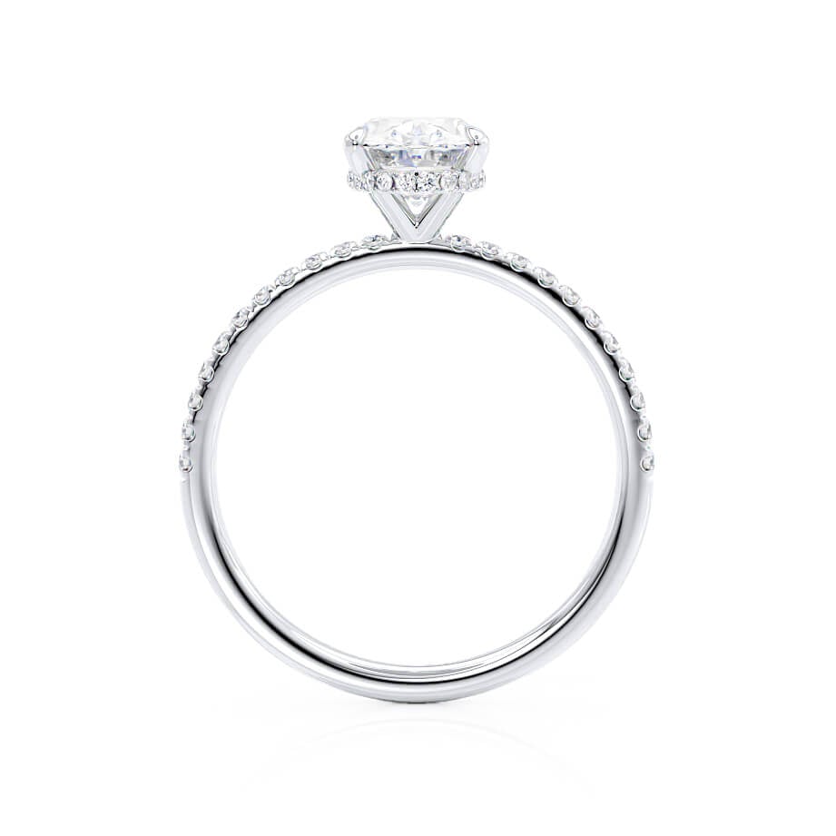 1.50 CT Oval Lab Grown Diamond Hidden Halo Engagement Ring In Elegant Setting