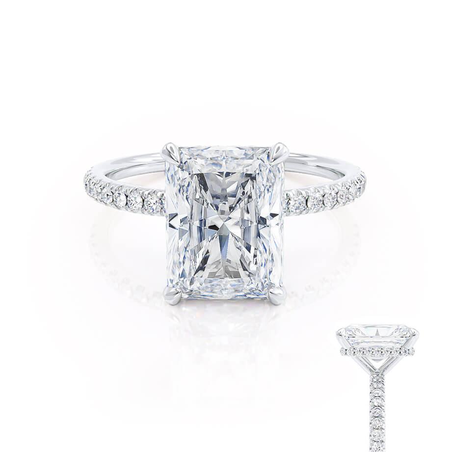 1.50 CT Radiant Hidden Halo Lab-Grown Diamond Engagement Ring