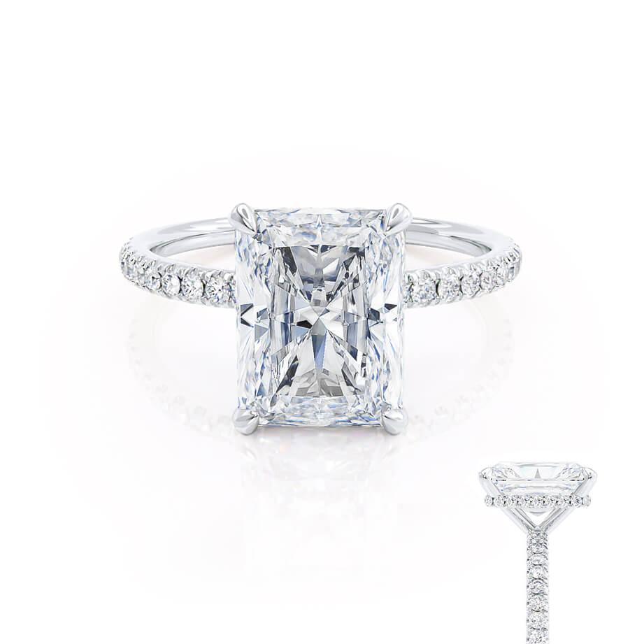 1.50 CT Radiant Lab-Grown Diamond Hidden Halo Engagement Ring 3