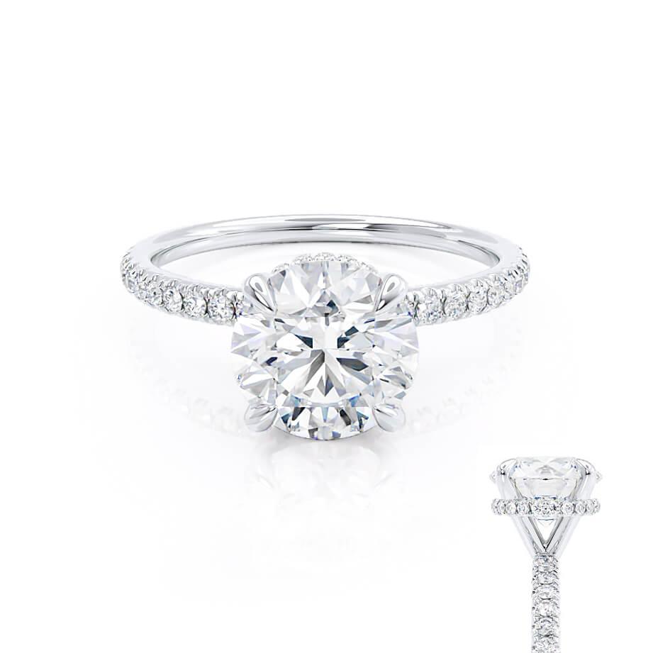 1.0 CT Round Lab-Grown Diamond Hidden Halo Pave Engagement Ring 3