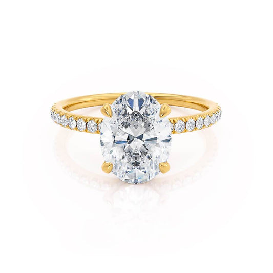 1.50 CT Oval Lab-Grown Diamond Hidden Halo Engagement Ring In Gold