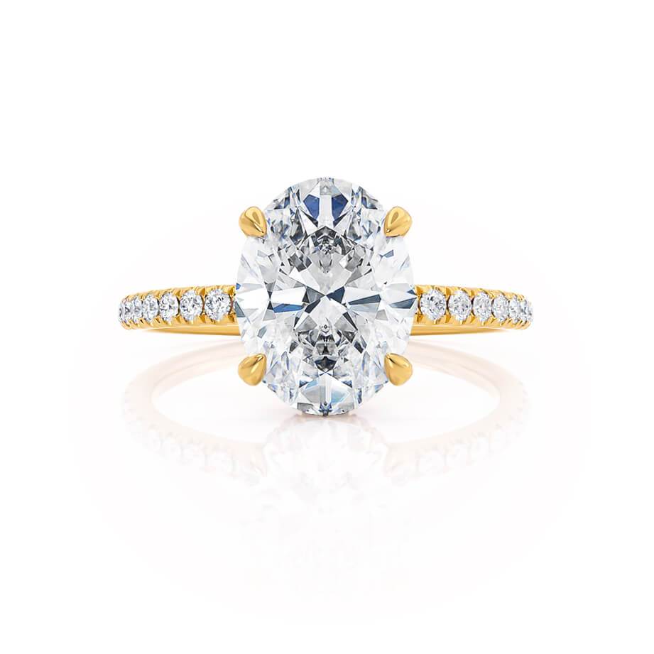 1.50 CT Oval Lab-Grown Diamond Hidden Halo Engagement Ring In Gold