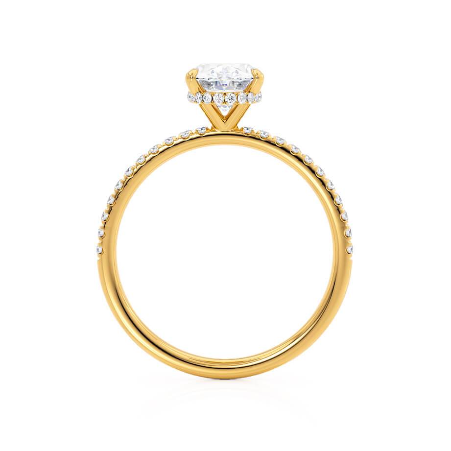 1.50 CT Oval Lab-Grown Diamond Hidden Halo Engagement Ring In Gold