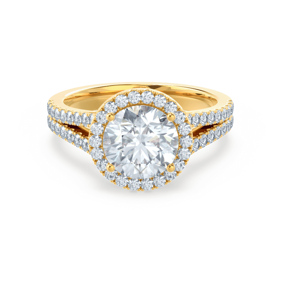 0.50 CT Round Lab-Grown Diamond Halo Engagement Ring With Split Shank Design 7