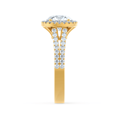 0.50 CT Round Lab-Grown Diamond Halo Engagement Ring With Split Shank Design 8