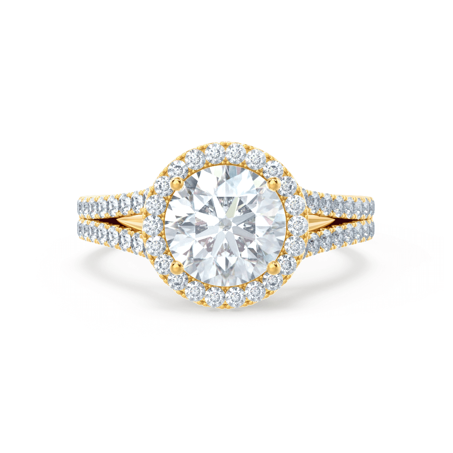 0.50 CT Round Lab-Grown Diamond Halo Engagement Ring With Split Shank Design 9
