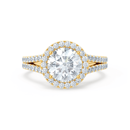 0.50 CT Round Lab-Grown Diamond Halo Engagement Ring With Split Shank Design 9