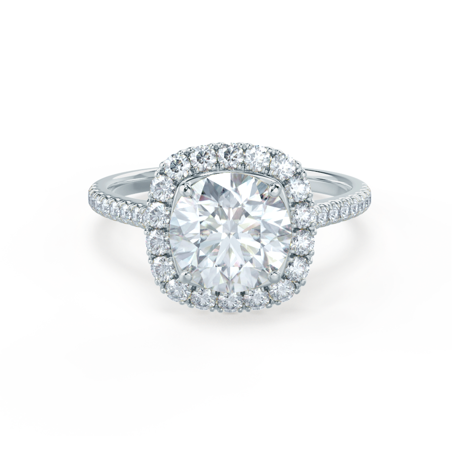 1.20 CT Round Lab-Grown Diamond Halo Engagement Ring Pavé Setting 1